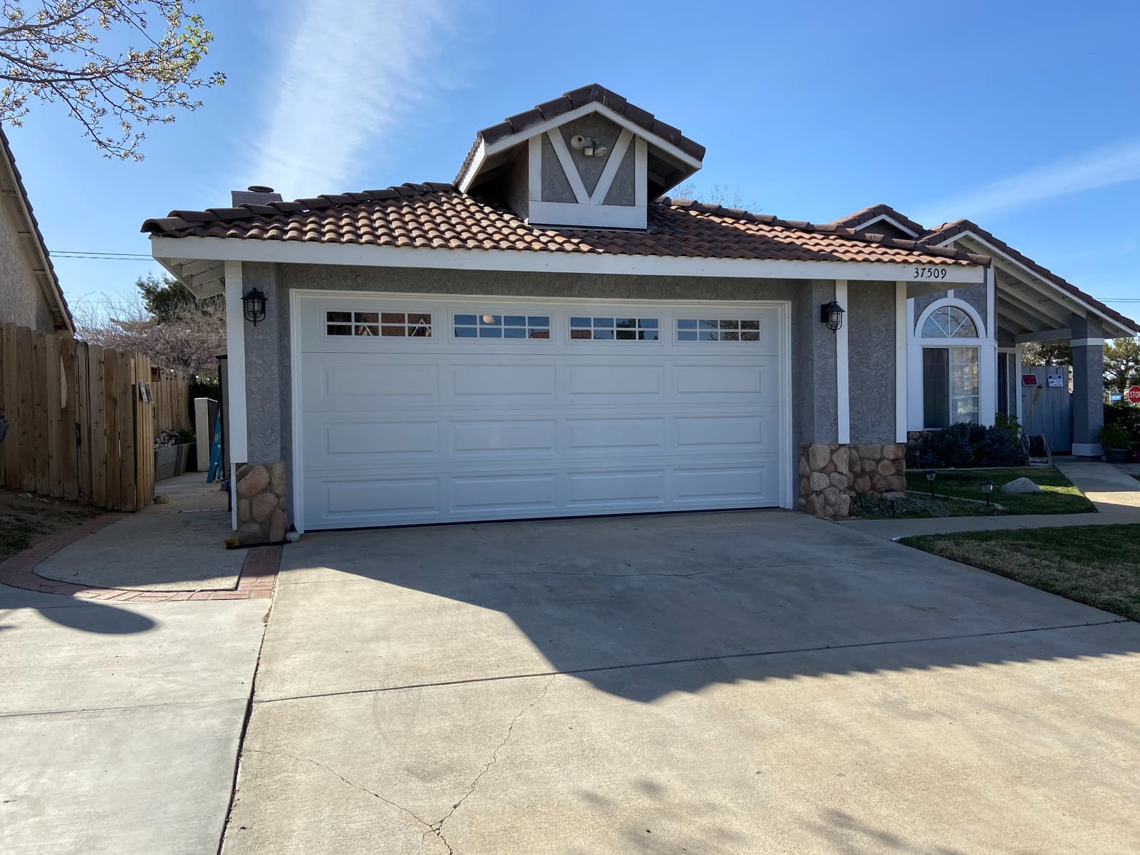 Completed garage door installation at a home in the Antelope Valley